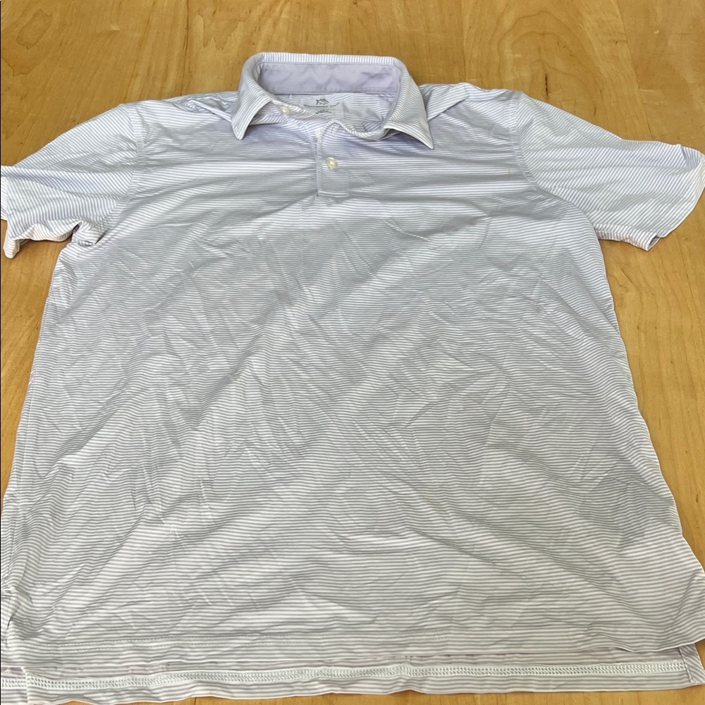 Southern Tide Light Purple & White Micro-Stripe Polo